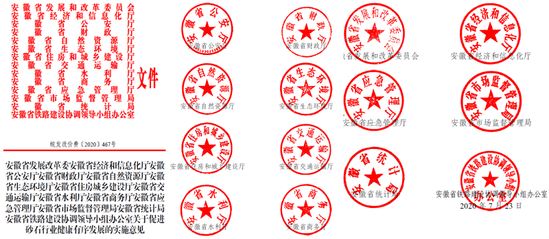 為促進(jìn)機(jī)制砂健康有序發(fā)展，安徽省發(fā)改委發(fā)布了實(shí)施方案文件